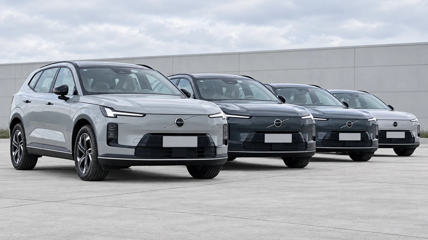 Four Volvo XC70 stock vehicles displayed in a row